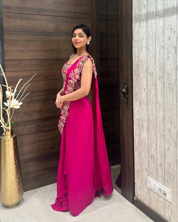 New Superhit Heavy Ready to Wear Saree with Embroidered Jacket With Blouse