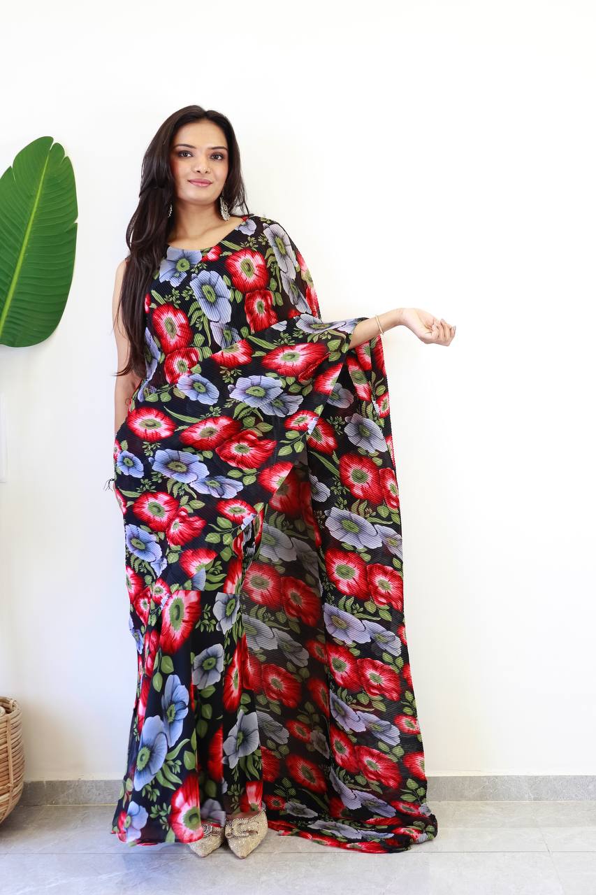 30 Sec Saree Ready to Wear Black Color