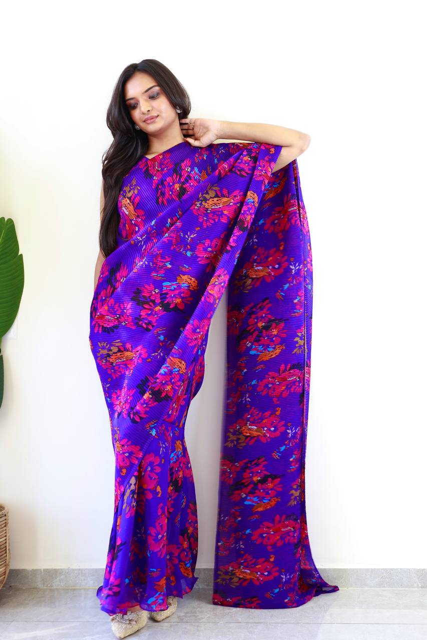 30 Sec Saree Ready to Wear Blue Color