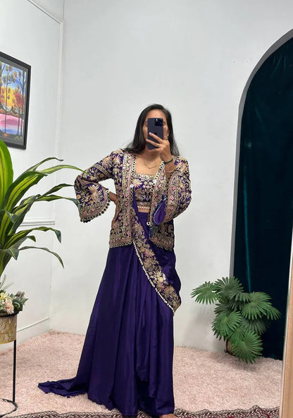 New Superhit Heavy Ready to Wear Saree with Embroidered Jacket With Blouse