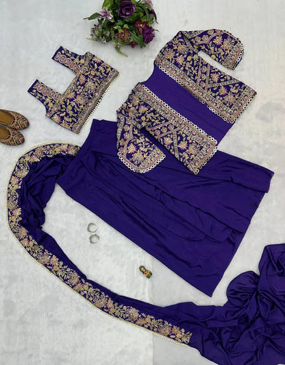New Superhit Heavy Ready to Wear Saree with Embroidered Jacket With Blouse