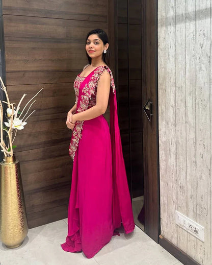 New Superhit Heavy Ready to Wear Saree with Embroidered Jacket With Blouse