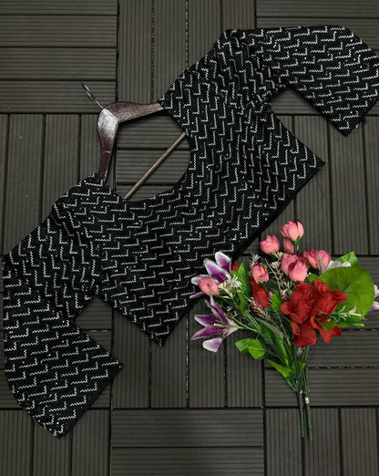 New Trending Black Color Embroidery Sequence work ready to wear saree With Blouse and Belt