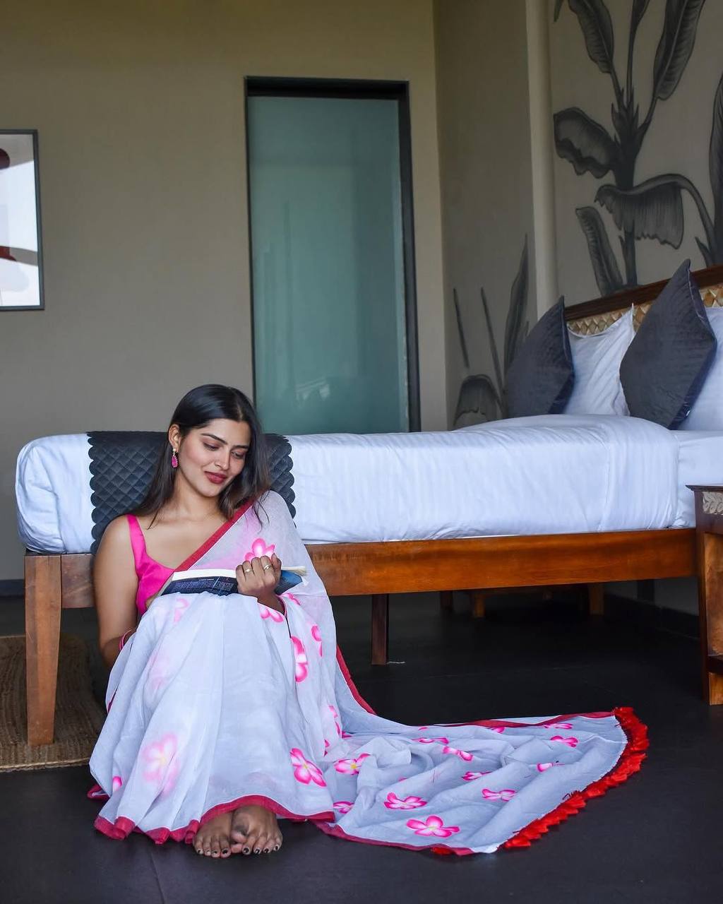SUMMER SPECIAL FLOWERS PRINT SOFT MUL COTTON SALB SAREE