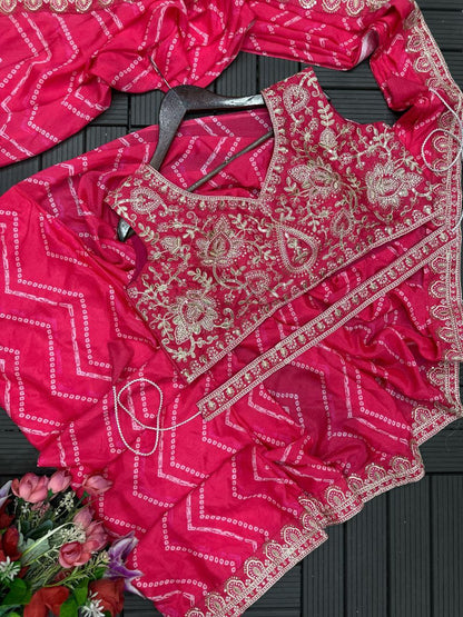 New Super Trending Desighner Embroidery Sequence work ready to wear saree