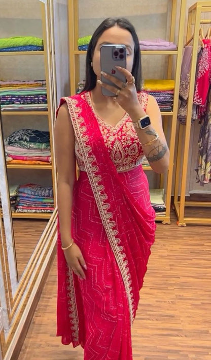 New Super Trending Desighner Embroidery Sequence work ready to wear saree