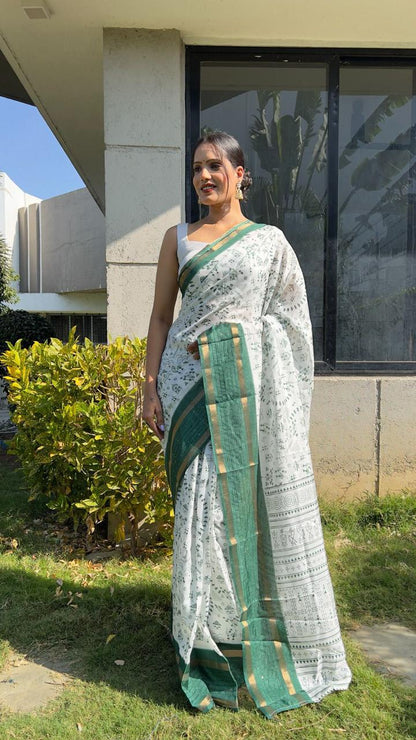 NEW KALAMKARI GREEN COLOR READY TO WEAR PRINT SAREE