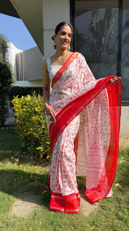 NEW KALAMKARI RED COLOR READY TO WEAR PRINT SAREE