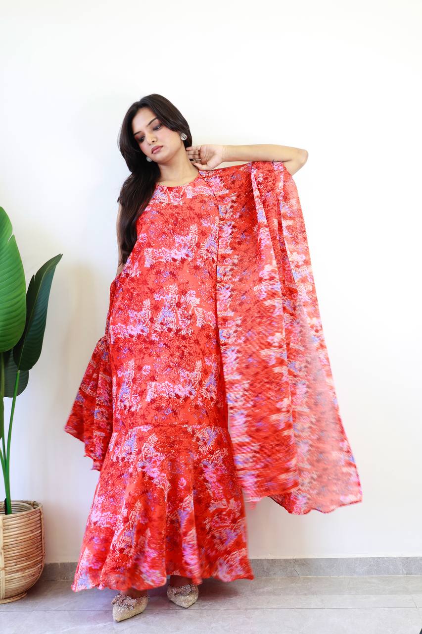 30 Sec Saree Ready to Wear Red Color