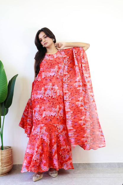 30 Sec Saree Ready to Wear Red Color