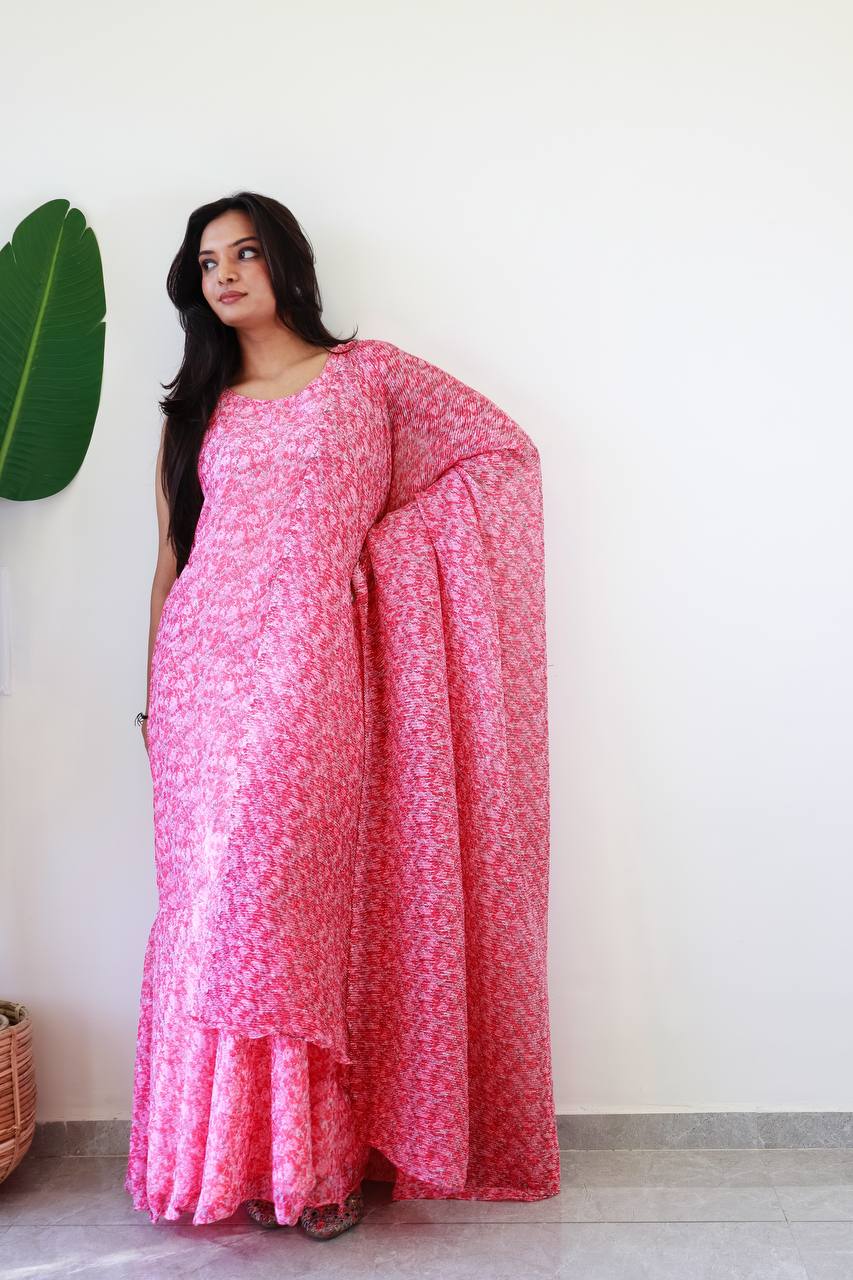 30 Sec Saree Ready to Wear Pink Color