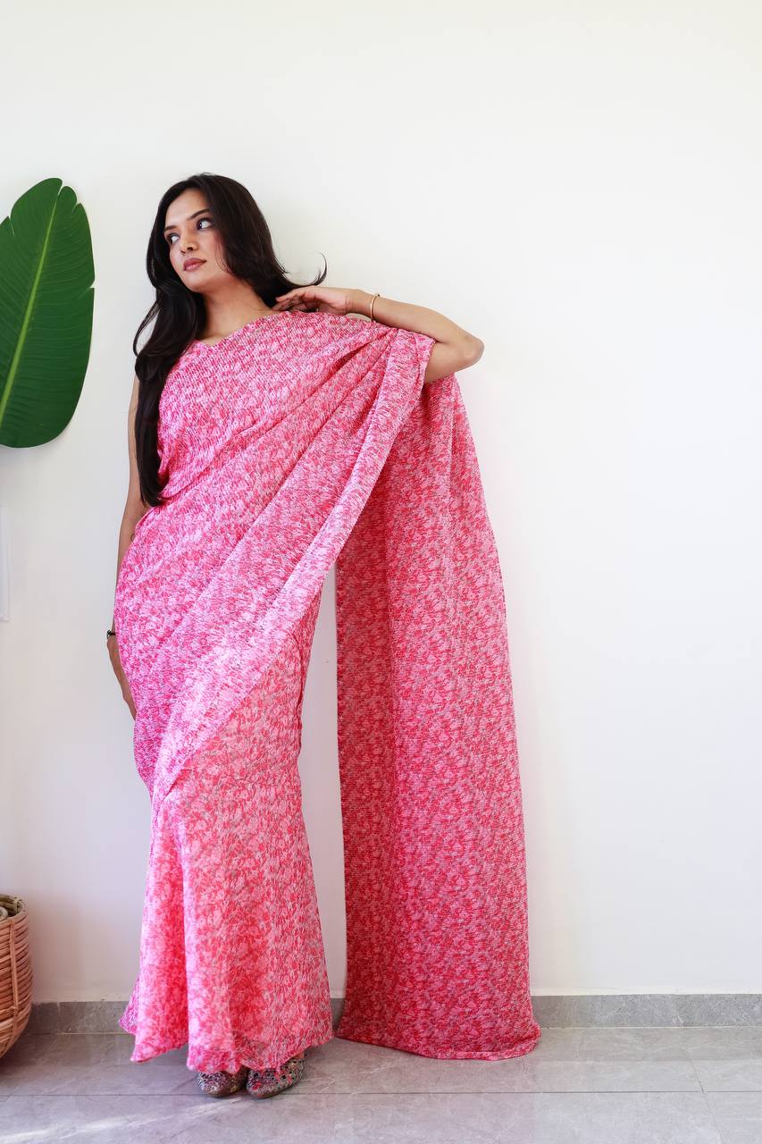 30 Sec Saree Ready to Wear Pink Color