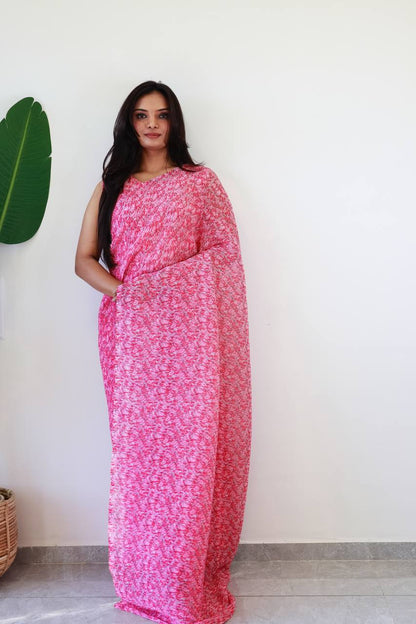 30 Sec Saree Ready to Wear Pink Color