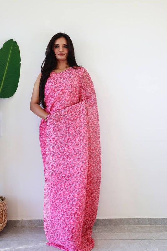 30 Sec Saree Ready to Wear Pink Color