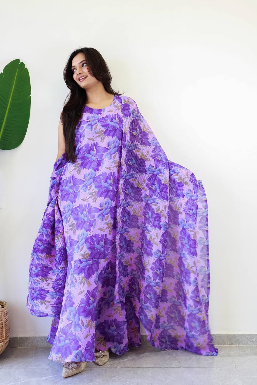 30 Sec Saree Ready to Wear Purple Color