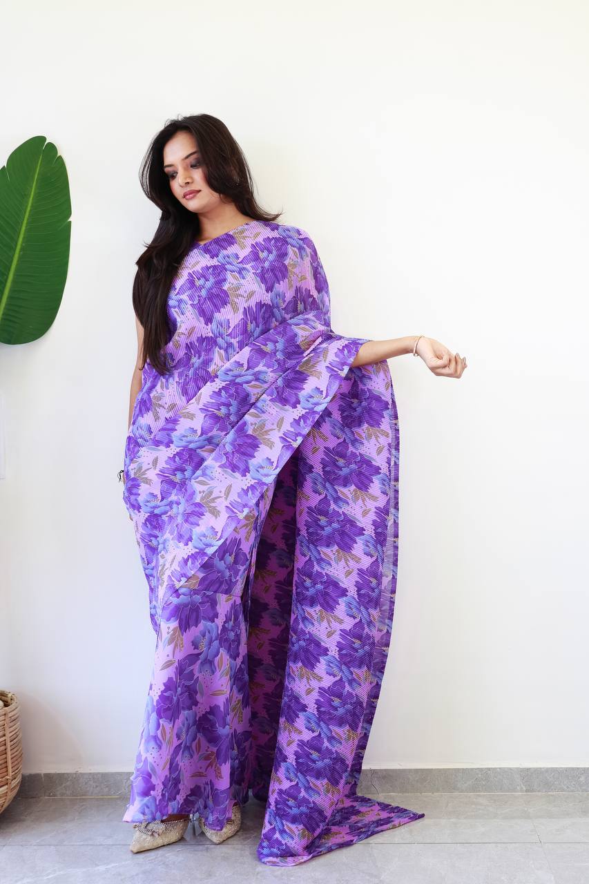 30 Sec Saree Ready to Wear Purple Color