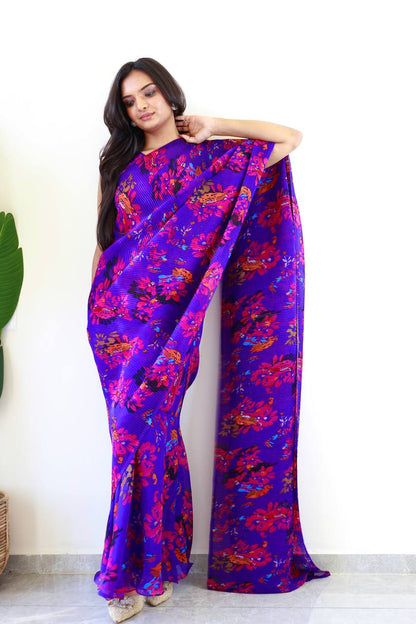 30 Sec Saree Ready to Wear Blue Color