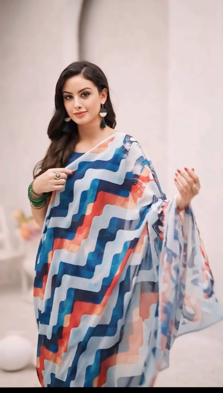 Ready To Wear Saree New Design pure soft Georgette silk with Multi color Digital Print Design