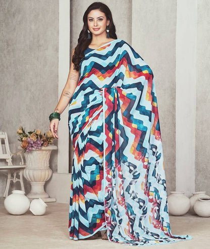 Ready To Wear Saree New Design pure soft Georgette silk with Multi color Digital Print Design