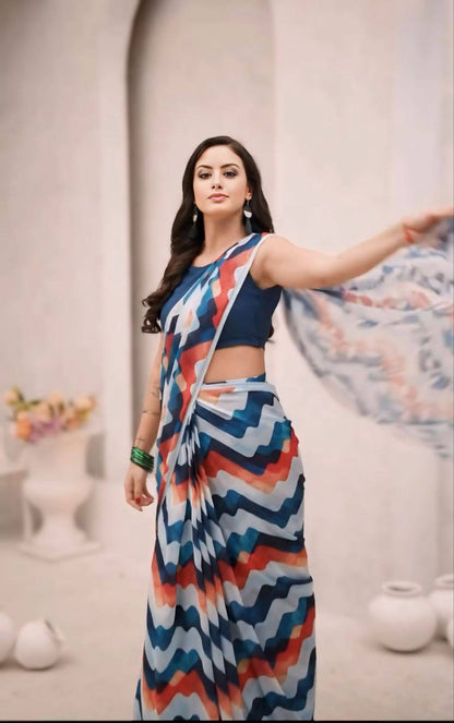 Ready To Wear Saree New Design pure soft Georgette silk with Multi color Digital Print Design