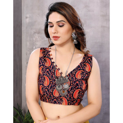 New Red & Orange Color Printed Georgette Ready To Wear Saree