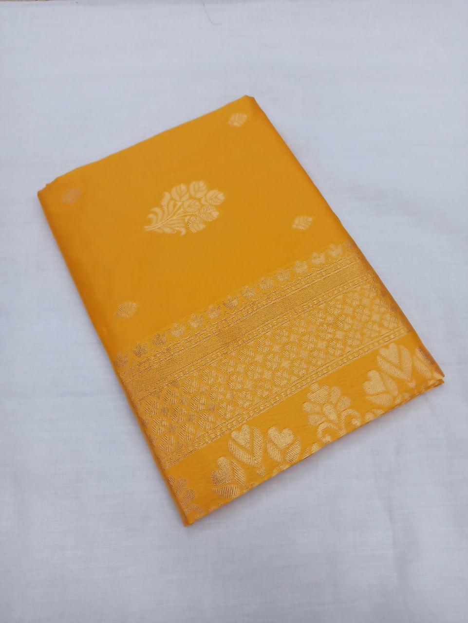 Latest Design Soft Banarasi Silk Yellow Color Saree with Golden Zari Work