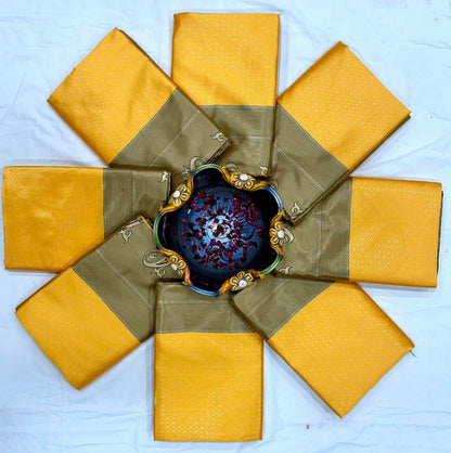 Yellow Soft Silk Saree With Gossamer Blouse Piece