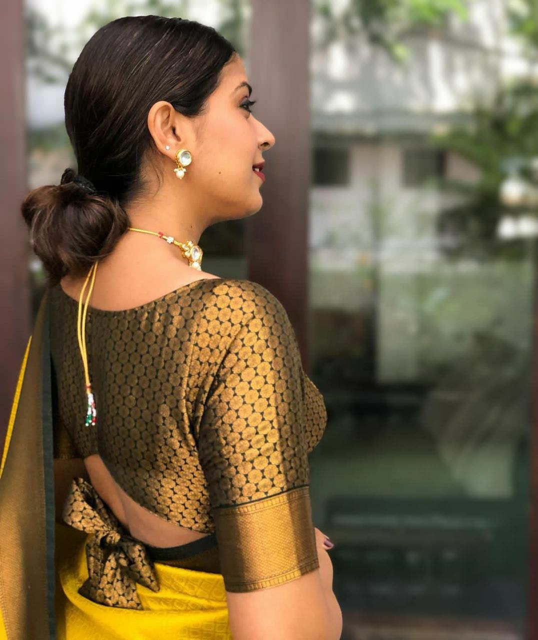 Yellow Soft Silk Saree With Gossamer Blouse Piece