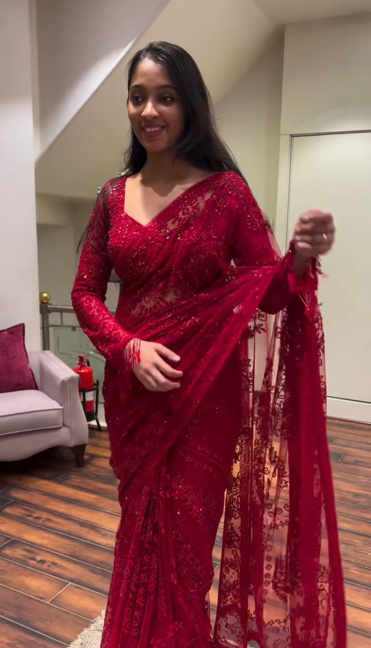 NEW DESIGN ON FAUX GEORGETTE FABRIC WITH EMBROIDERY & FANCY LACE WORK SAREE WITH STITCH BLOUSE